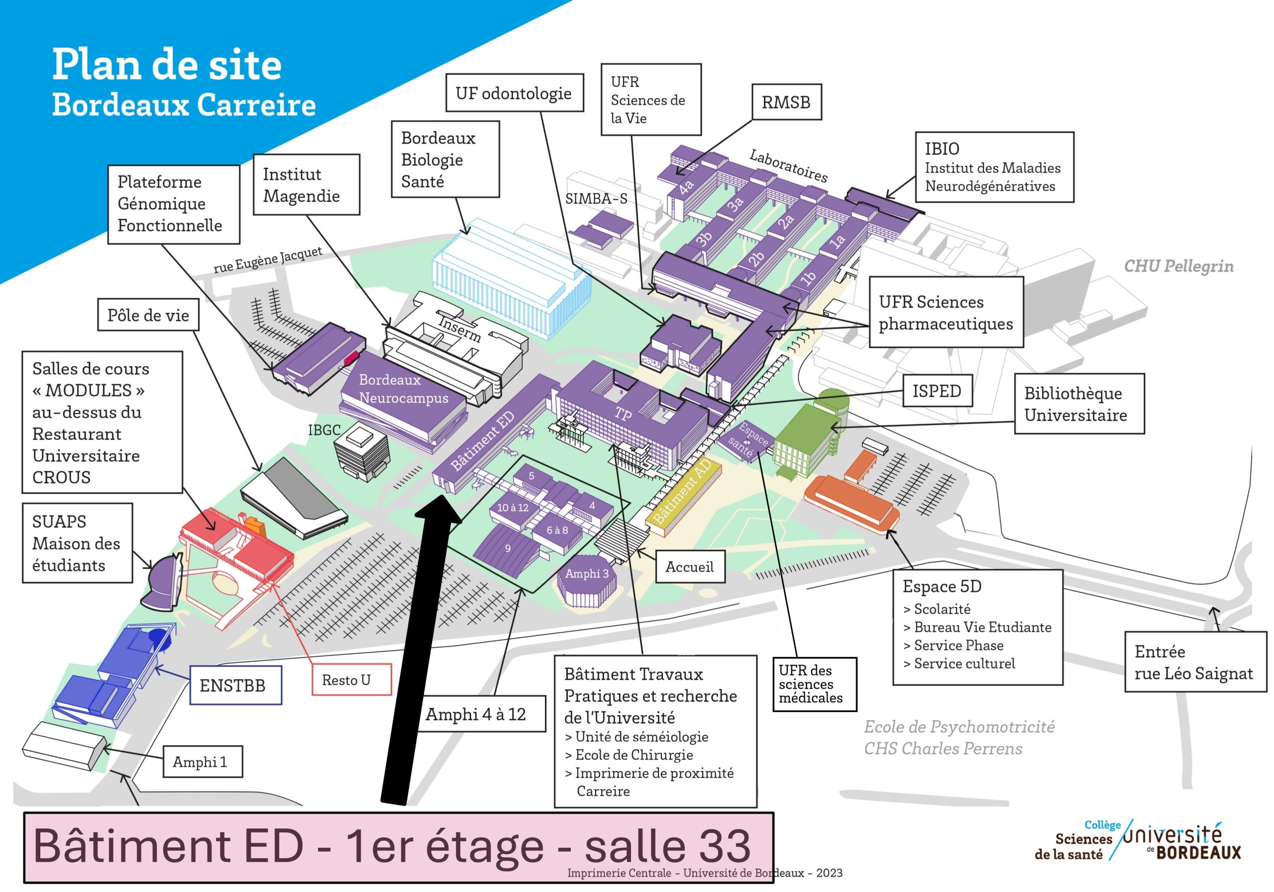 Plan Université de Bordeaux – campus Carreire (Bordeaux)